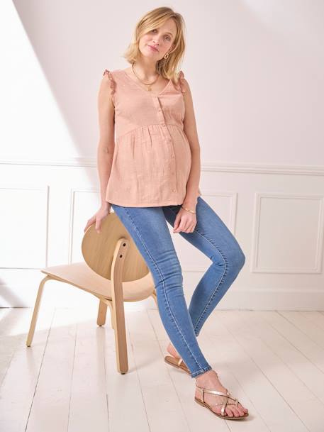 Blouse de grossesse et d'allaitement en gaze de coton à pois irisés rose poudré - vertbaudet enfant 