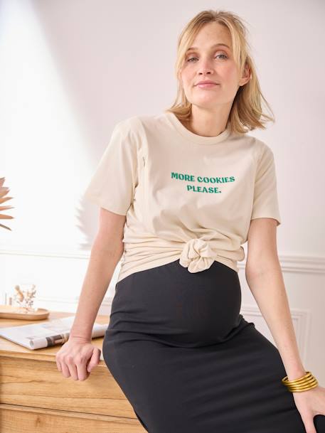 T-shirt voor zwangerschap en borstvoeding met tekst, van biologisch katoen ecru - vertbaudet enfant 