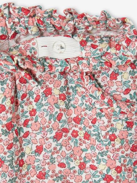 Pantacourt fille en gaze de coton blanc imprimé - vertbaudet enfant 