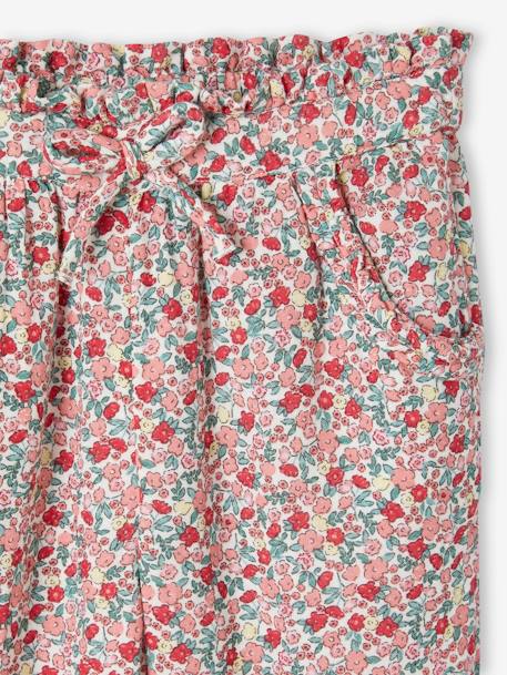 Driekwartsbroek voor meisjes met bloemenprint in katoengaas wit, bedrukt - vertbaudet enfant 