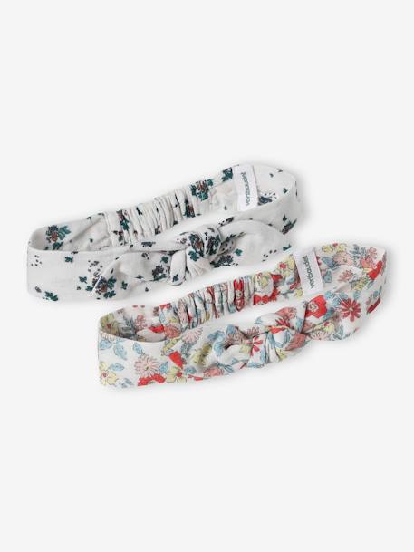 Lot de 2 headbands bébé fille fleuris effet noué écru - vertbaudet enfant 