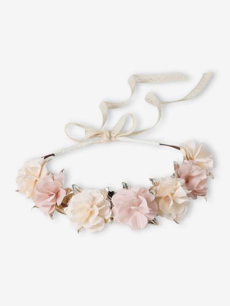 Couronne de fleurs nude et dorée fille écru - vertbaudet enfant 