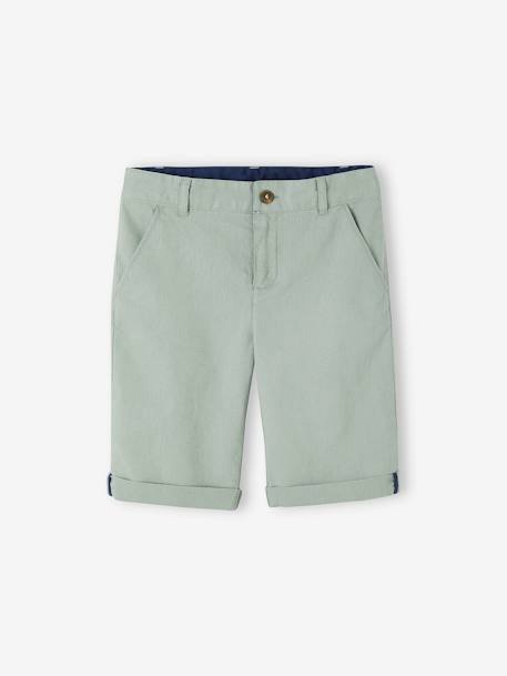 Bermuda garçon cérémonie en coton/lin beige+beige clair+bleu+marine foncé+vert sauge - vertbaudet enfant 