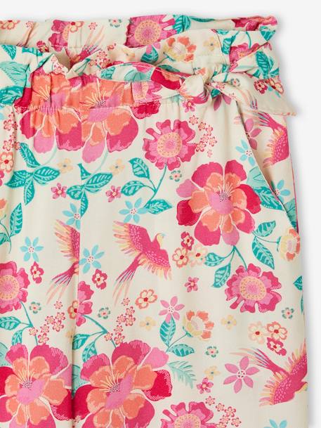 Wijde meisjesbroek met bloemenprint meerkleurig+smaragdgroen - vertbaudet enfant 