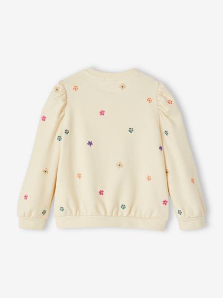 Meisjessweater met geborduurde bloemen ecru - vertbaudet enfant 