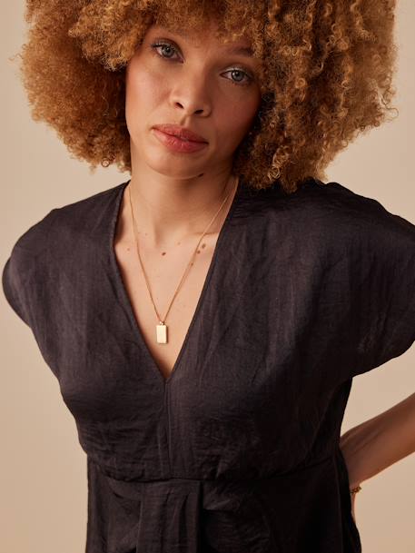 Zwangerschapsjurk met satijneffect ENVIE DE FRAISE antraciet - vertbaudet enfant 