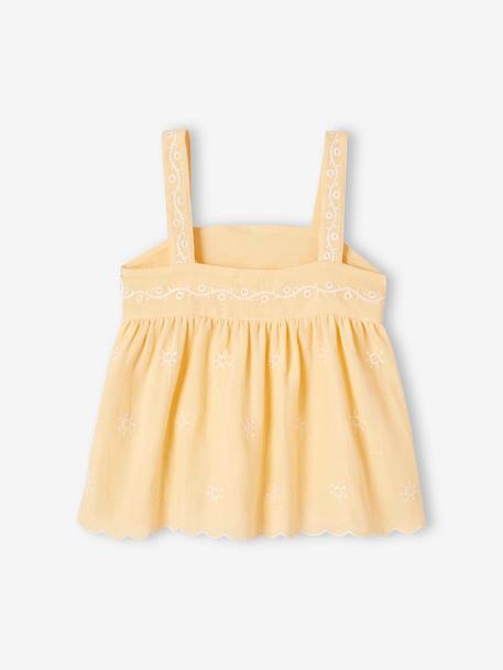 Blouse brodée en gaze de coton fille jaune pastel - vertbaudet enfant 