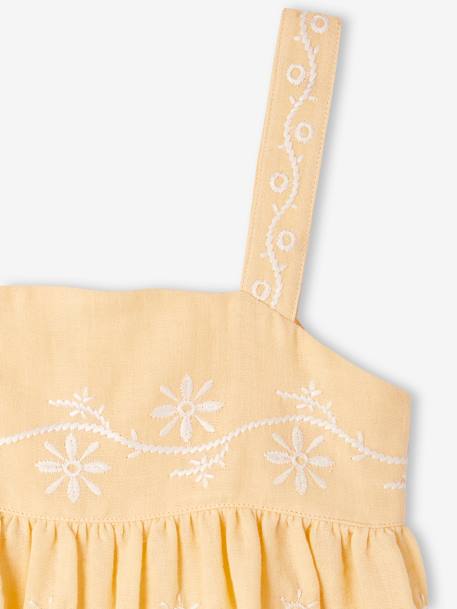 Blouse brodée en gaze de coton fille jaune pastel - vertbaudet enfant 