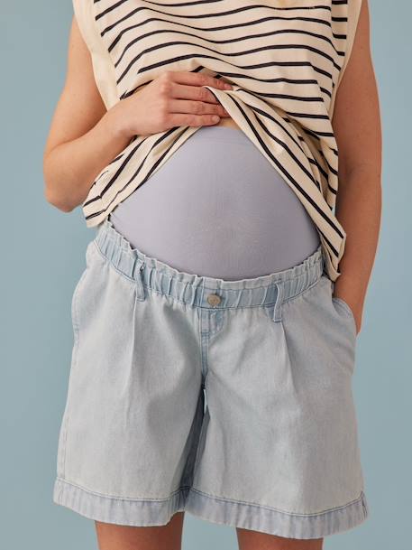 Denim zwangerschapsshort met paperbag-effect ENVIE DE FRAISE gebleekt denim - vertbaudet enfant 