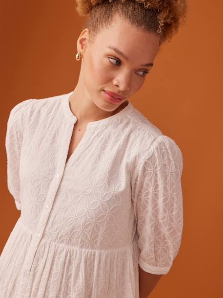 Robe grossesse boutonnée en broderie anglaise écru - vertbaudet enfant 