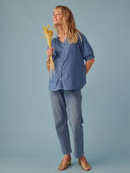 Blouse grossesse en denim léger manches courtes double stone - vertbaudet enfant 