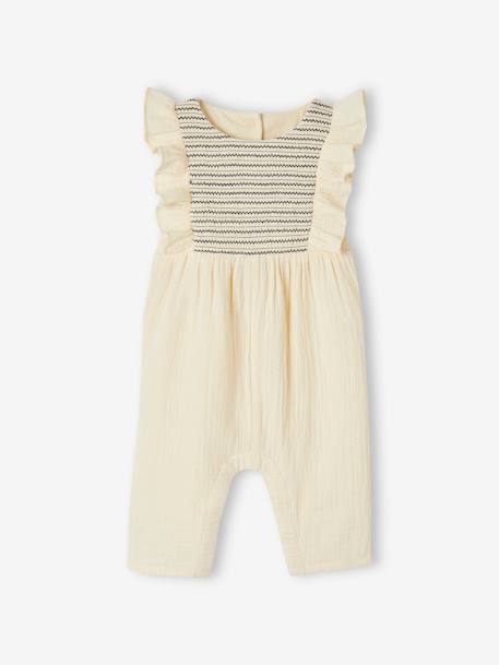 Combinaison bébé en gaze de coton écru - vertbaudet enfant 