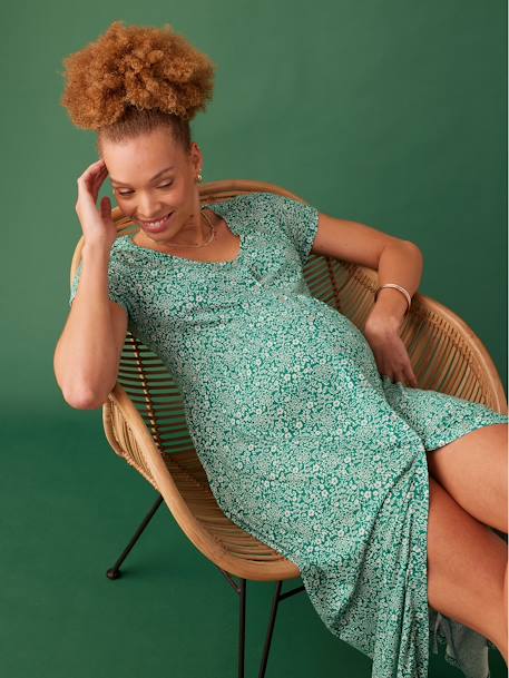 Robe longue grossesse fluide boutonnée vert - vertbaudet enfant 