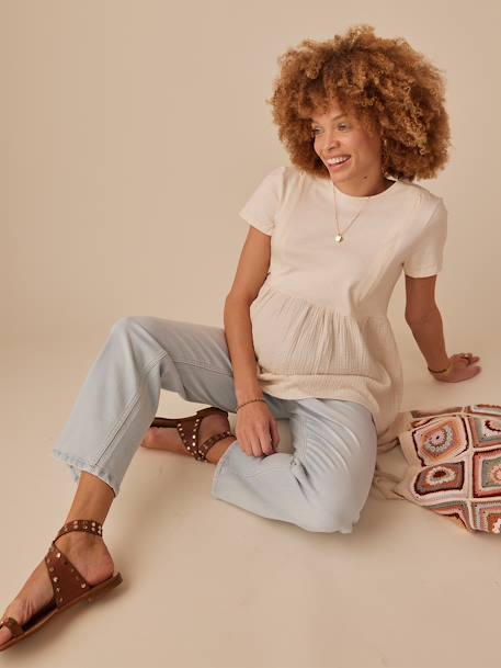Tee-shirt grossesse bi- matière sable - vertbaudet enfant 