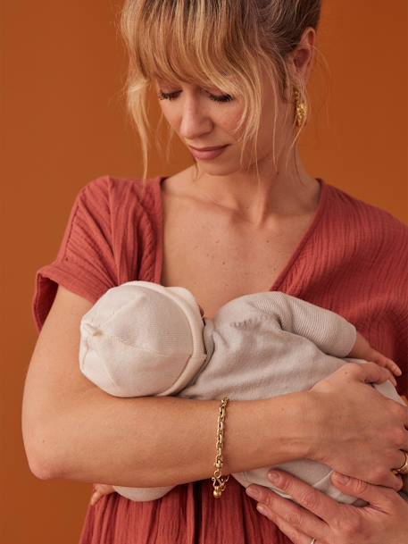 Lange zwangerschapsjurk van katoengaas ENVIE DE FRAISE terracotta - vertbaudet enfant 
