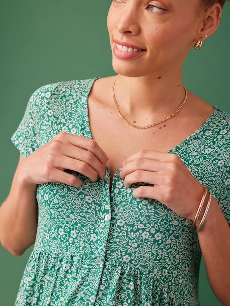 Robe longue grossesse fluide boutonnée vert - vertbaudet enfant 