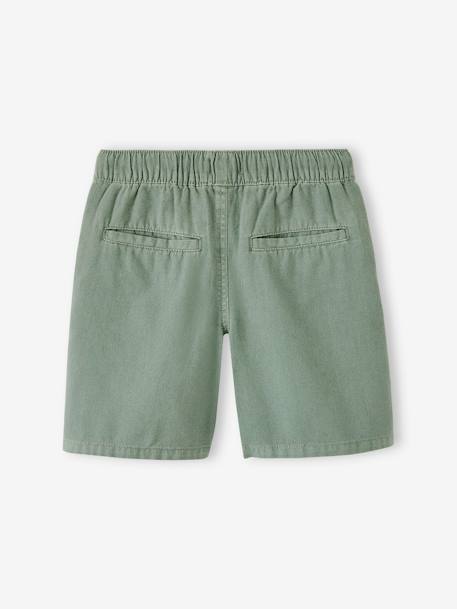 Bermuda en coton/lin garçon beige chiné+vert d'eau - vertbaudet enfant 