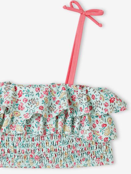 2-delige badpak voor meisjes met bloemenprint blauwgroen - vertbaudet enfant 
