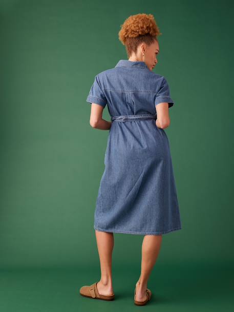 Robe grossesse esprit saharienne en denim stone - vertbaudet enfant 