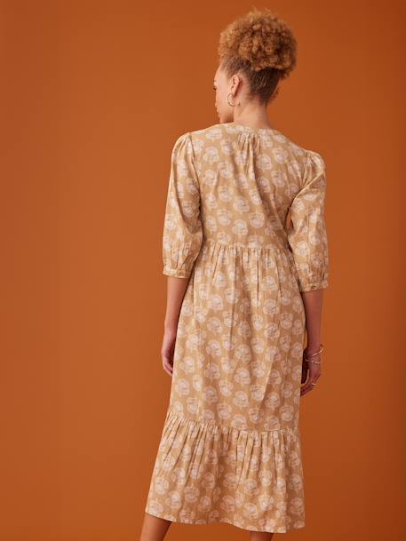 Robe longue boutonnée esprit bohème jaune - vertbaudet enfant 