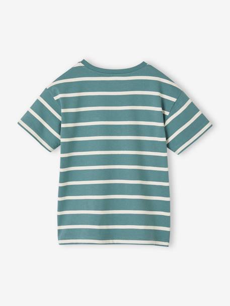 Tee-shirt garçon rayé personnalisable ocre+vert d'eau - vertbaudet enfant 