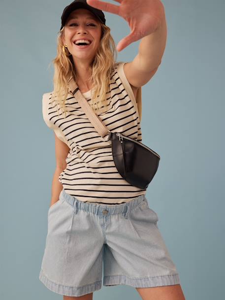 Denim zwangerschapsshort met paperbag-effect ENVIE DE FRAISE gebleekt denim - vertbaudet enfant 