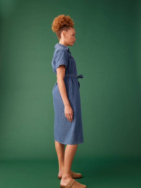 Robe grossesse esprit saharienne en denim stone - vertbaudet enfant 