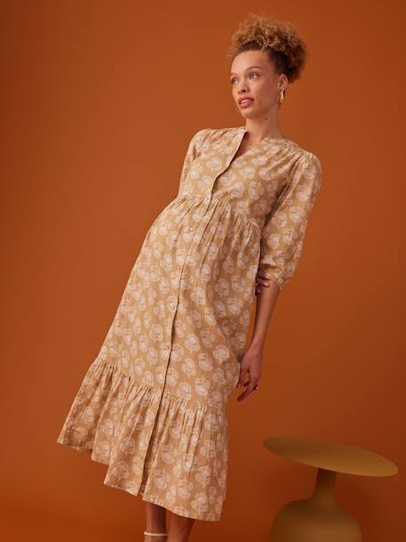 Robe longue boutonnée esprit bohème jaune - vertbaudet enfant 