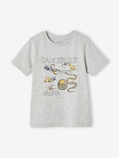 Tee-shirt Basics motifs animaliers garçon gris chiné - vertbaudet enfant 