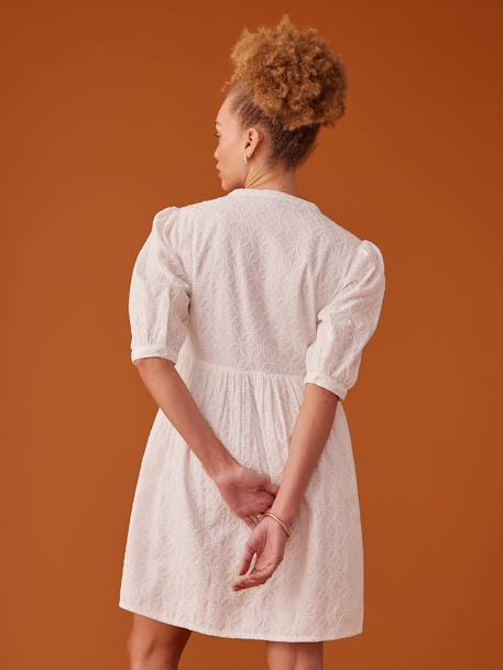 Robe grossesse boutonnée en broderie anglaise écru - vertbaudet enfant 