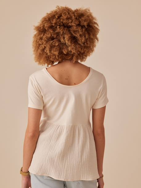 Tee-shirt grossesse bi- matière sable - vertbaudet enfant 