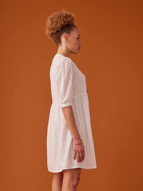 Robe grossesse boutonnée en broderie anglaise écru - vertbaudet enfant 