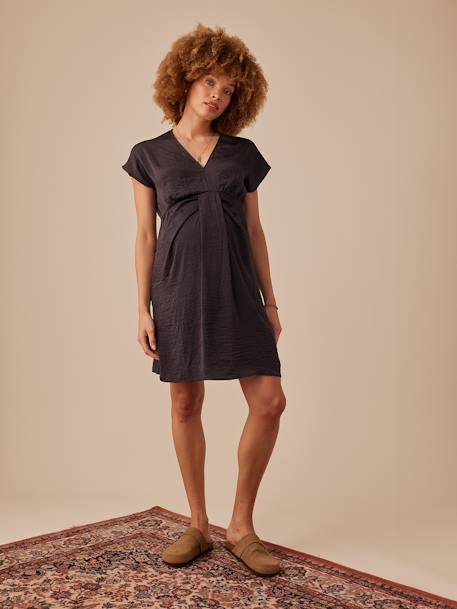 Robe grossesse satinée effet noué anthracite - vertbaudet enfant 