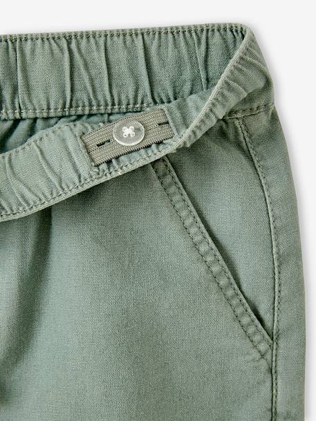 Jongensbermuda van katoen/linnen blauwgroen+gemêleerd beige - vertbaudet enfant 