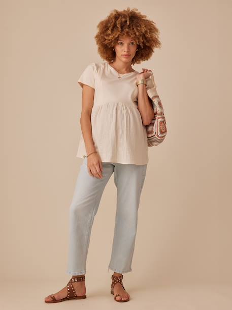 Tee-shirt grossesse bi- matière sable - vertbaudet enfant 