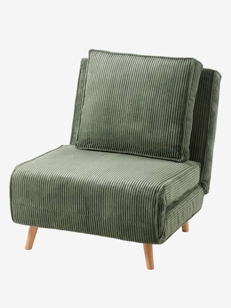 Banquette convertible 1 place velours côtelé rose nude+vert - vertbaudet enfant 