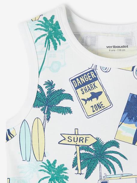 Jongenshemd met leuke surfpatronen groen+wit, bedrukt - vertbaudet enfant 