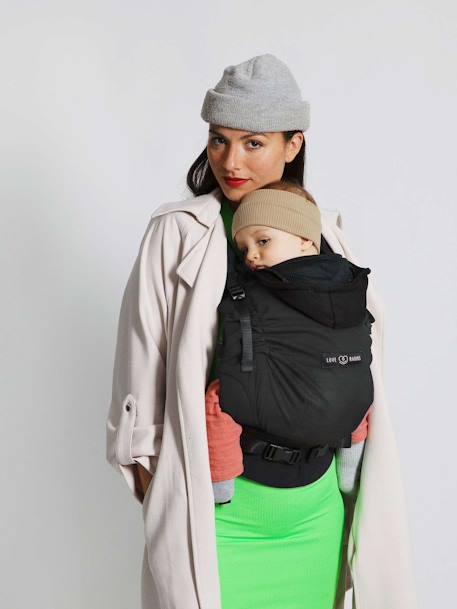 Porte-bébé physiologique HoodieCarrier 2 gris+noir+noir imprimé - vertbaudet enfant 