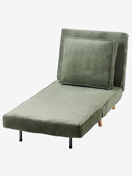 Banquette convertible 1 place velours côtelé rose nude+vert - vertbaudet enfant 