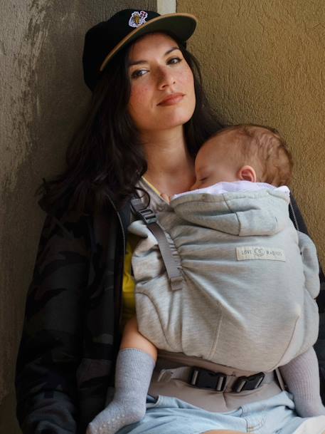 Porte-bébé physiologique HoodieCarrier 2 gris+noir imprimé - vertbaudet enfant 