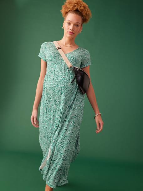 Robe longue grossesse fluide boutonnée vert - vertbaudet enfant 