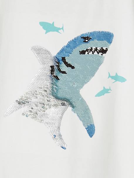 Tee-shirt garçon motif à sequins réversibles blanc+bleu nuit+bleu océan+écru+vert d'eau - vertbaudet enfant 