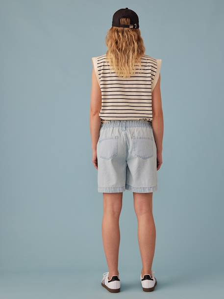 Denim zwangerschapsshort met paperbag-effect ENVIE DE FRAISE gebleekt denim - vertbaudet enfant 
