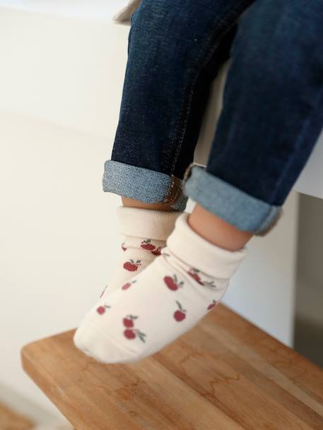 Set van 3 paar 'kersen' sokjes voor babymeisje oudroze - vertbaudet enfant 