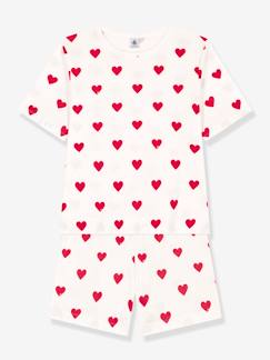 Zwangerschapskleding-Pyjama, homewear-Katoenen korte pyjama voor dames met hartjes PETIT BATEAU