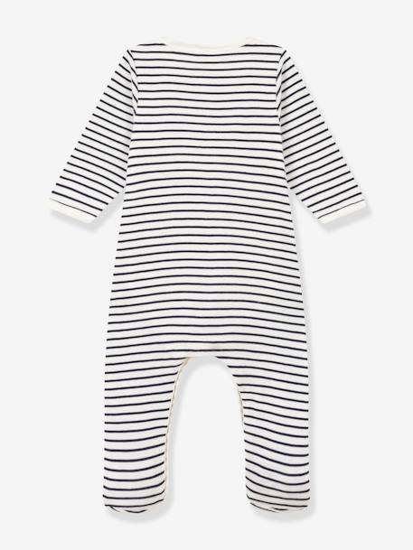 Gestreepte bodyjama van katoen voor baby's PETIT BATEAU marineblauw - vertbaudet enfant 