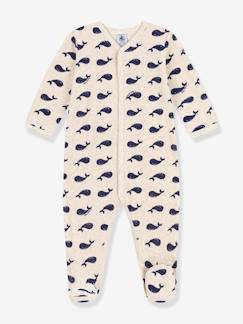 Baby-Pyjama,  overpyjama-Fluwelen babypyjama marinelauwe walvissen PETIT BATEAU