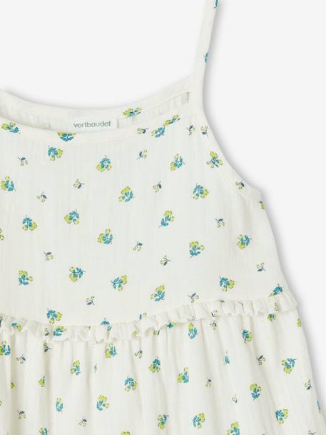 Robe longue à bretelles en gaze de coton fille écru - vertbaudet enfant 