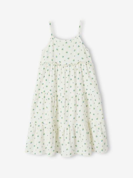 Robe longue à bretelles en gaze de coton fille écru - vertbaudet enfant 