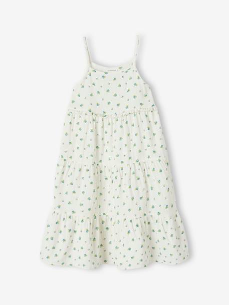 Robe longue à bretelles en gaze de coton fille écru - vertbaudet enfant 